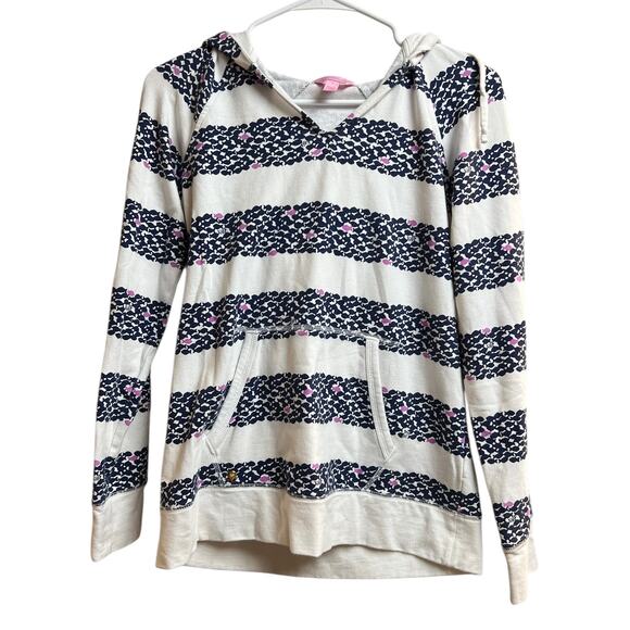 Lilly Pulitzer Lola Hoodie Bright Navy Out of Line Print Small - Picture 1 of 10